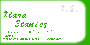 klara stanicz business card